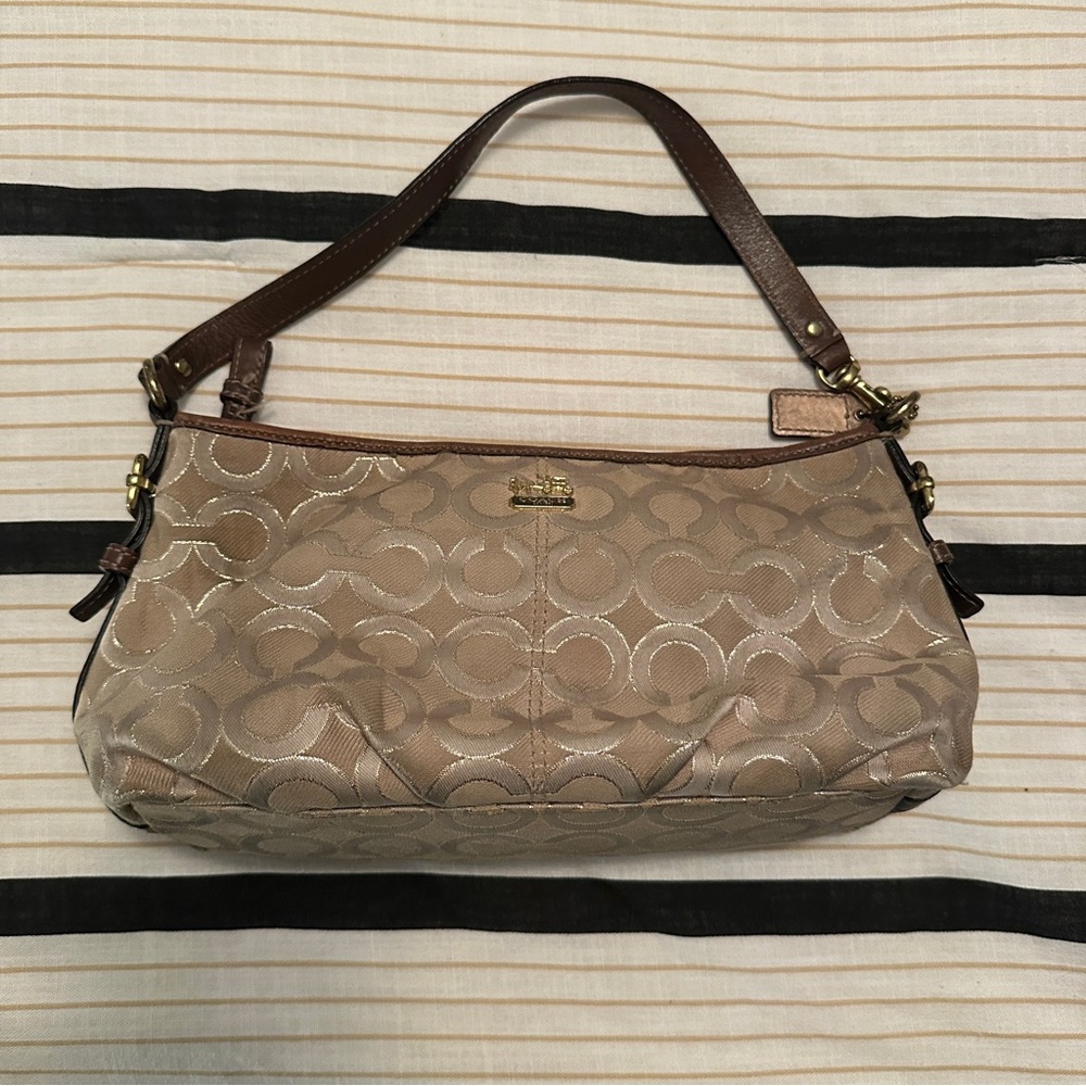 Coach Tan and Brown Shoulder Bag